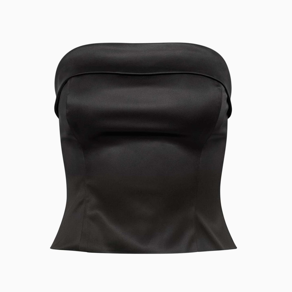 Aritzia Ten by Babaton Black Satin Strapless Corset Bustier Top XS Party Formal